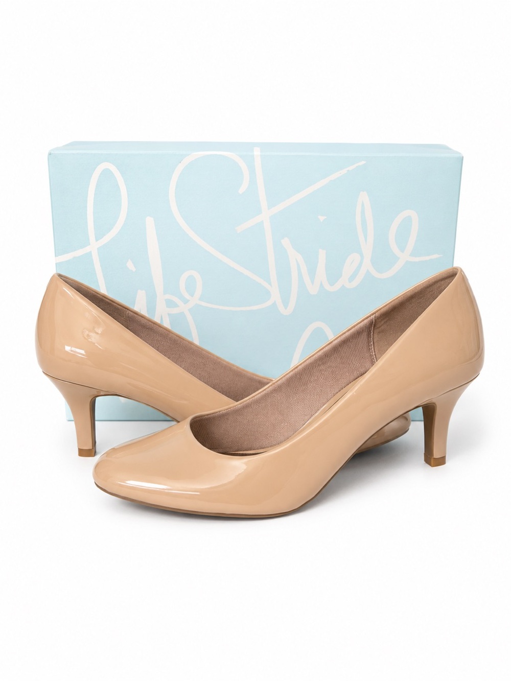 LifeStride Nude Patent Leather Kitten Heel Pumps Size 10M